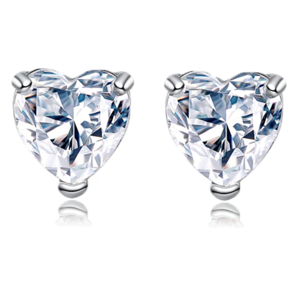 Blue Steel Jewelry Oh My Heart Heart Shaped CZ Stud Earrings